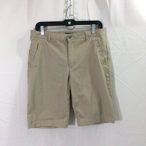 Lands Ends Shorts Bermuda Tan Beige Cotton Stretch Pockets Size 10